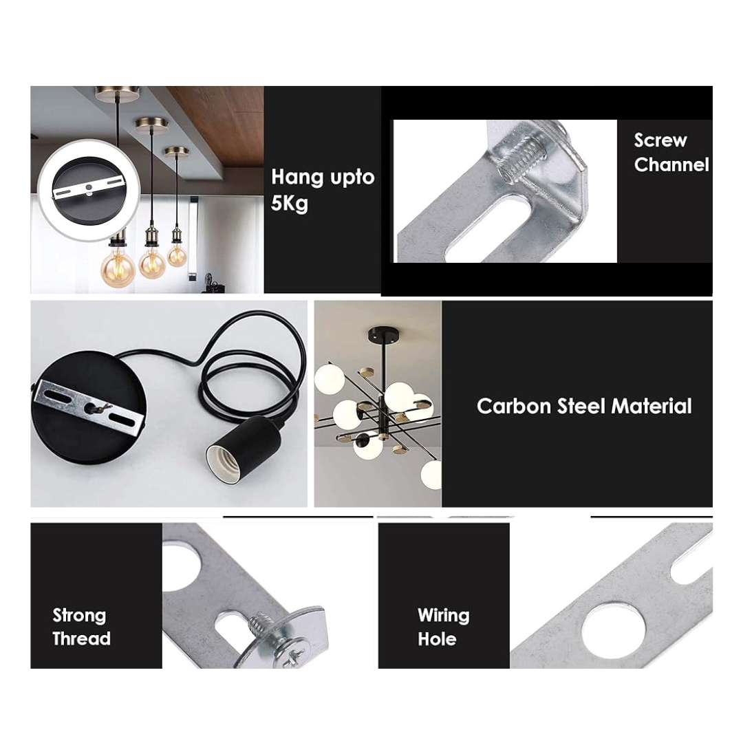 Durable 2.75-inch Steel Ceiling Rose Bracket Kit for Secure Light Fixtures