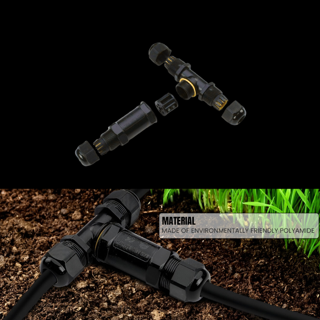 Durable 3-Pin IP68 Waterproof Electrical T-Connector Junction Box for Outdoor Cables