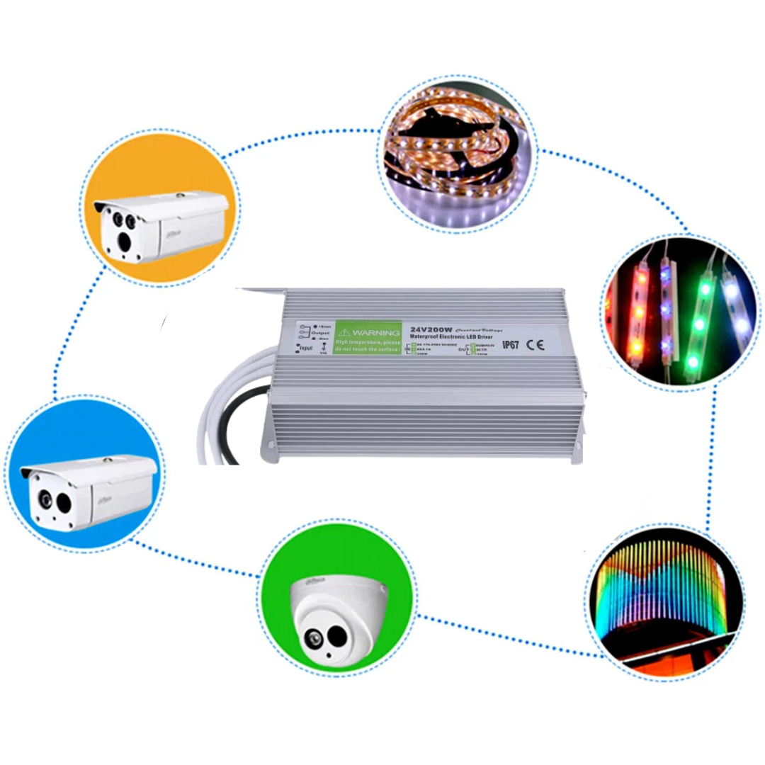 DC 24V 8.3A 200W IP67 Waterproof LED Driver Power Supply Transformer