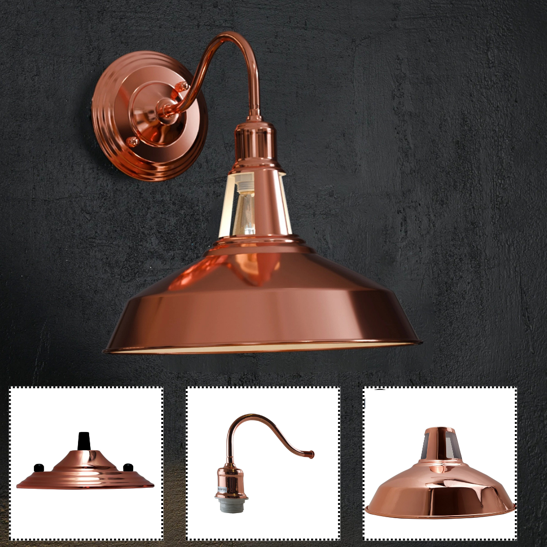 Modern Rose Gold Barn Slotted Wall Sconce Shade Industrial Vintage Rustic Lighting