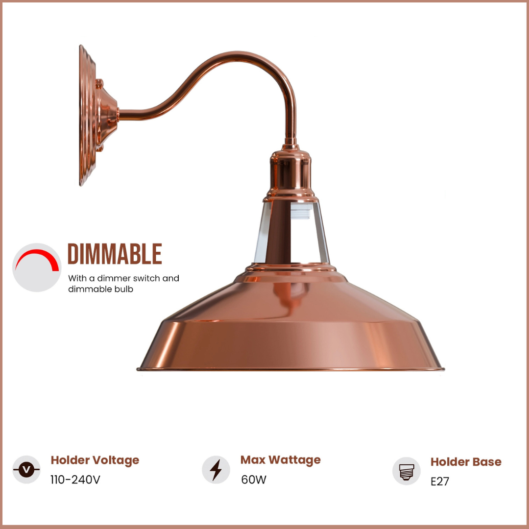 Modern Rose Gold Barn Slotted Wall Sconce Shade Industrial Vintage Rustic Lighting