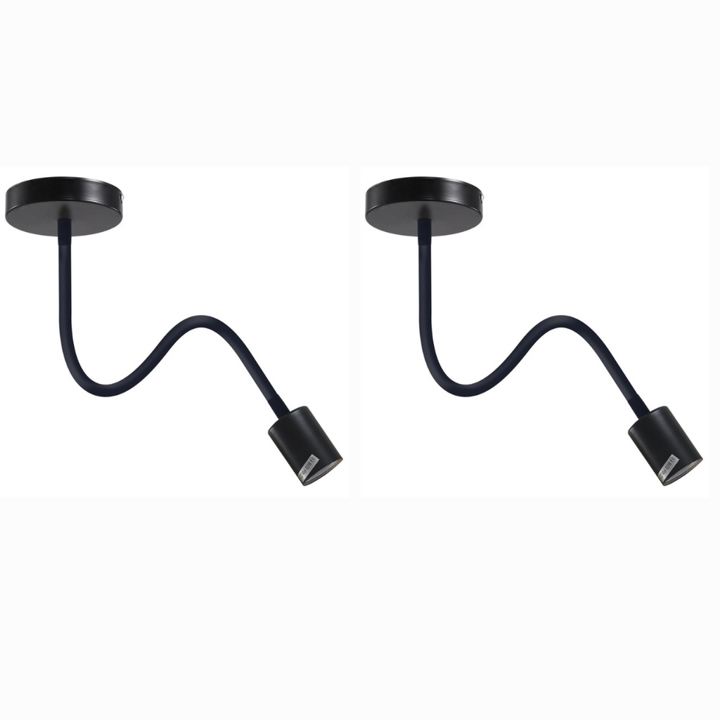 Vintage Flexible E27 Ceiling Light 2-Pack, Industrial Black or White
