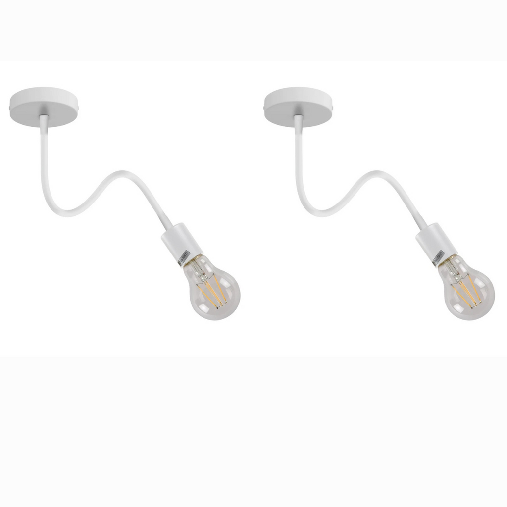 Vintage Flexible E27 Ceiling Light 2-Pack, Industrial Black or White