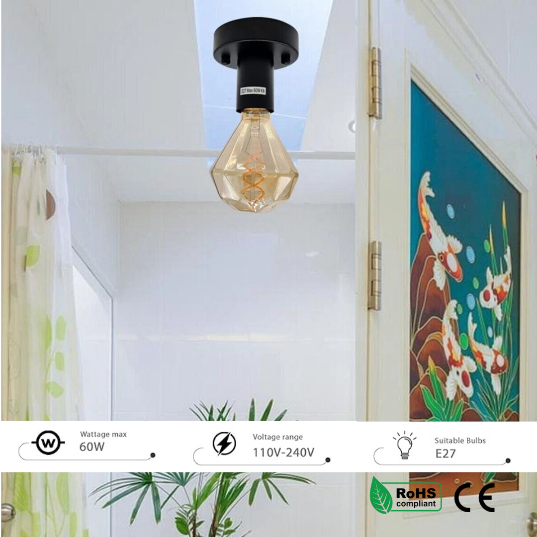 Industrial E27 Plain Pattern Lamp Bulb Holder Edison Light Kit ~6000