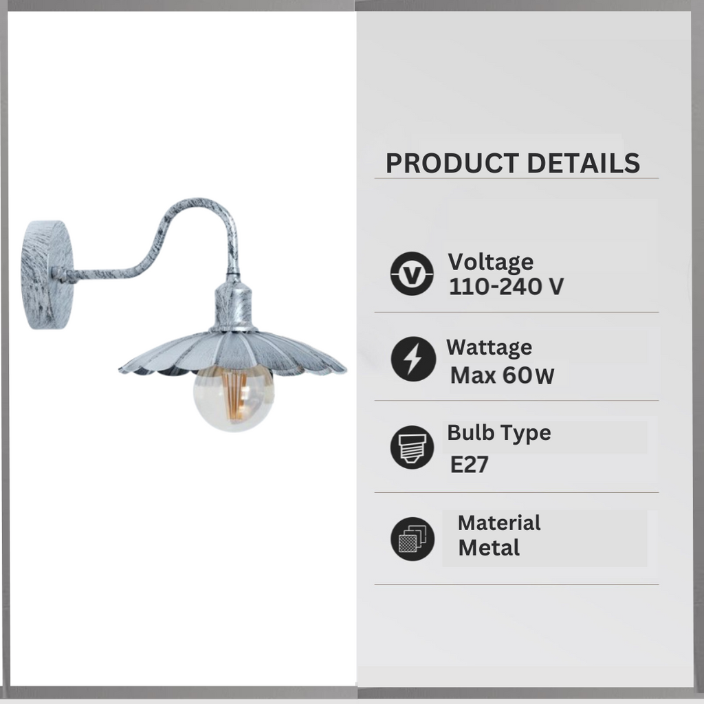 Vintage Outdoor Wall Light with Umbrella Shade, Rainproof Metal Sconce Fixture