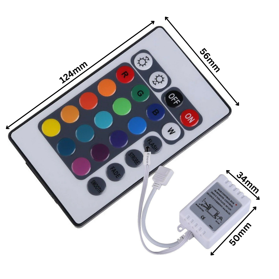 Versatile 12V IR Remote Controller for RGB LED Strip Lights, 24/44 Key Options