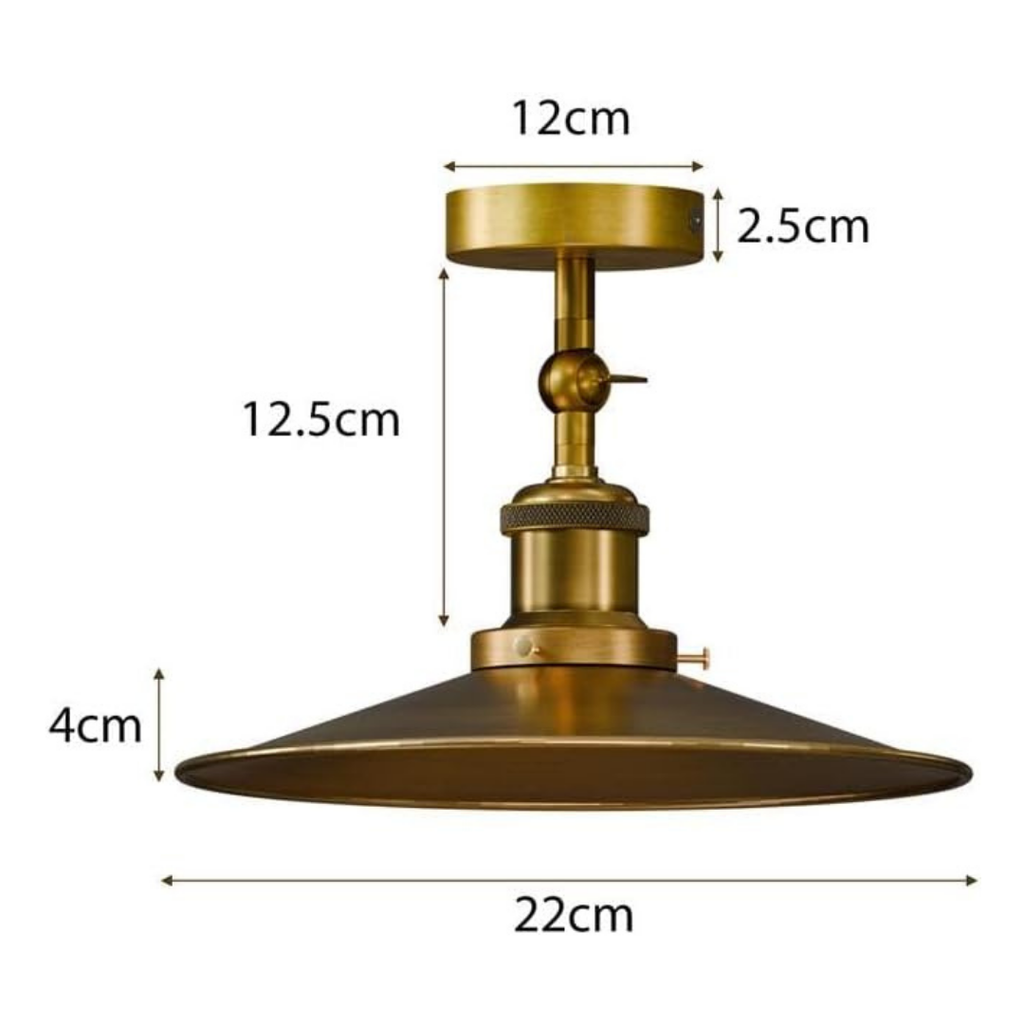 Vintage Curvy Yellow Brass Semi-Flush Mount Ceiling Light Fixture