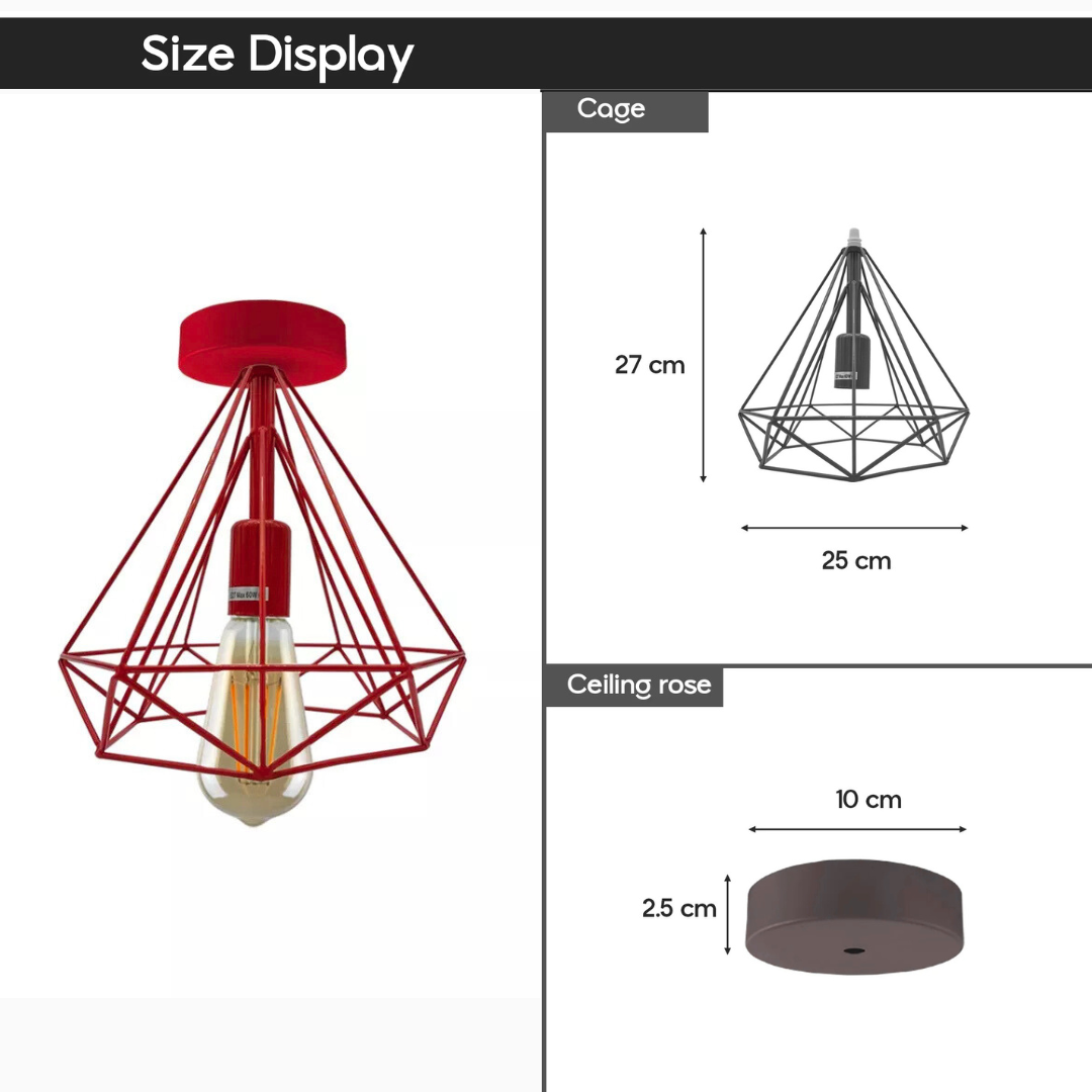 2 Pack Semi Flush Mount Ceiling Light Fixture Metal Cage Lampshade E27 Holder~4199