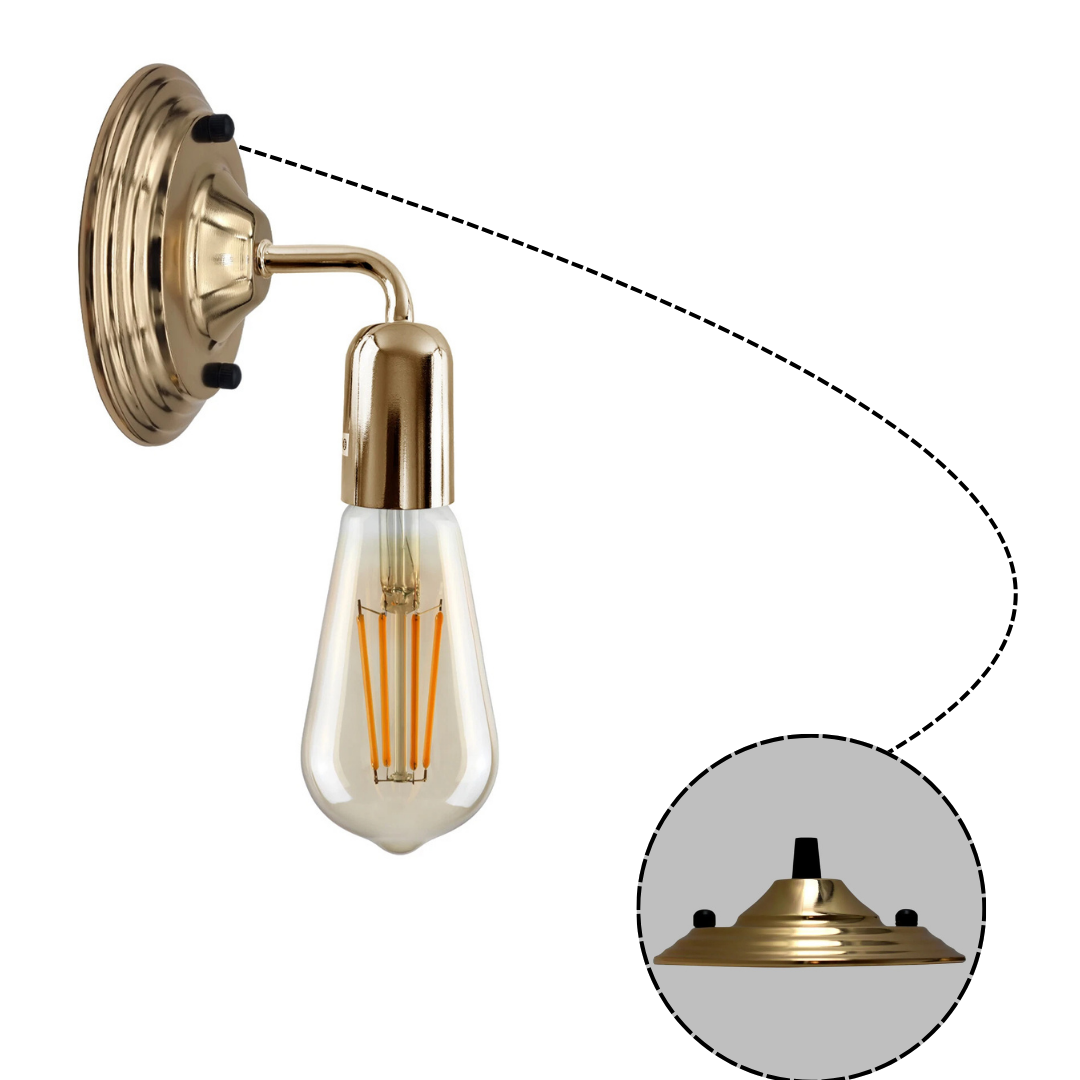 Modern Single Outlet Ceiling Rose with Hook, Easy Fit Metal Light