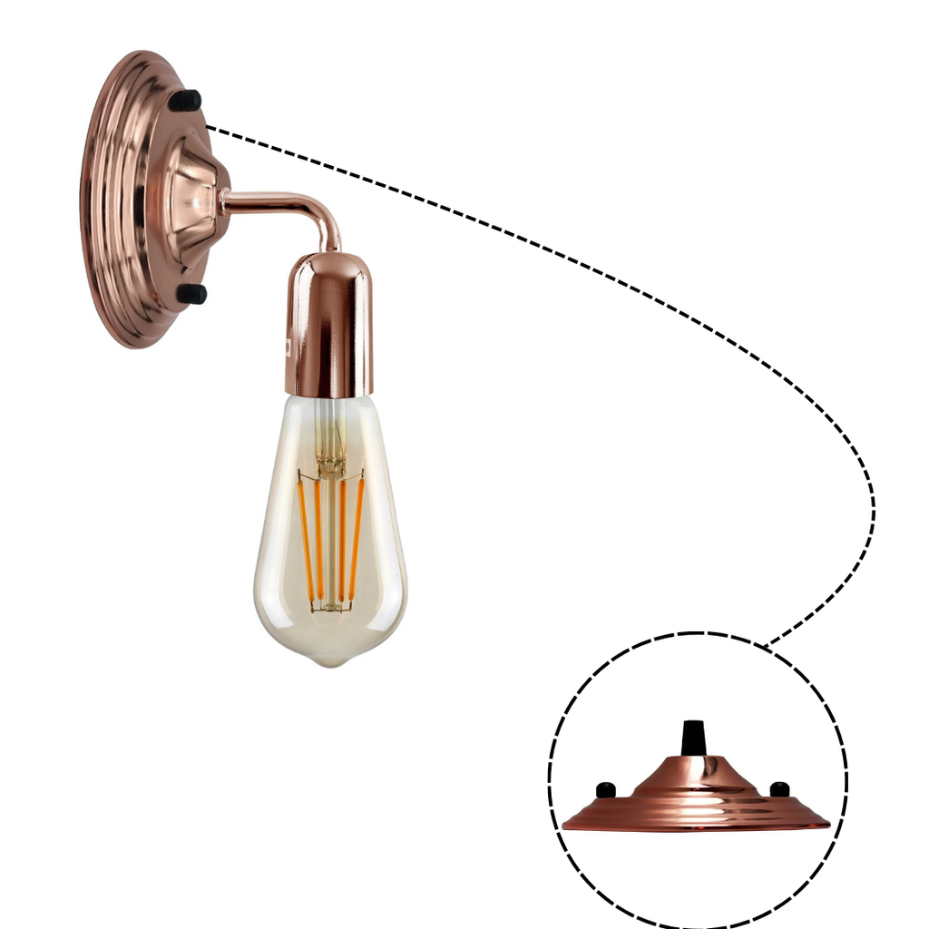 Modern Single Outlet Ceiling Rose with Hook, Easy Fit Metal Light