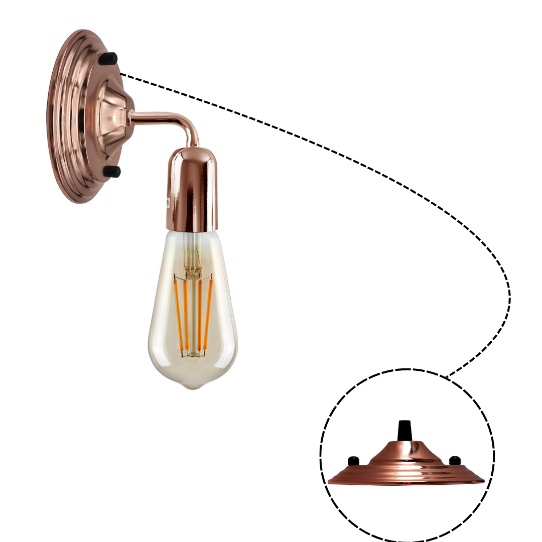 Modern Single Outlet Ceiling Rose with Hook, Easy Fit Metal Light