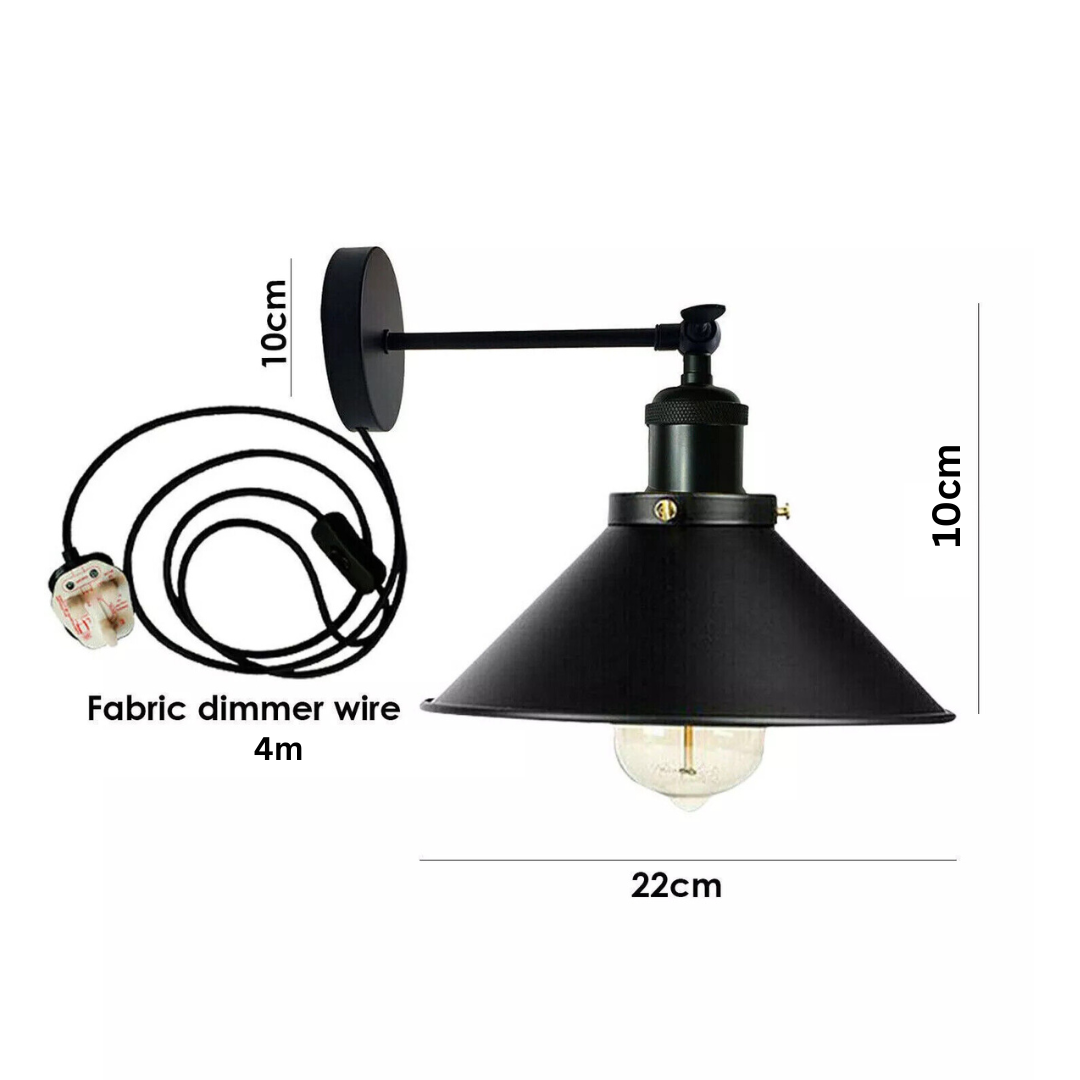 Vintage Industrial Plug-in Wall Sconce with E27 Socket for Porch & Cafe Decor
