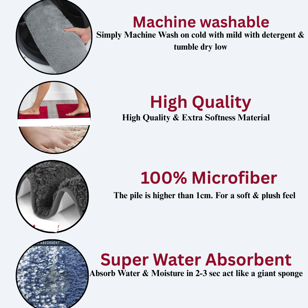 Luxurious 2-Piece Microfiber Bath Mat Pedestal Set, Absorbent, Non-Slip Safety