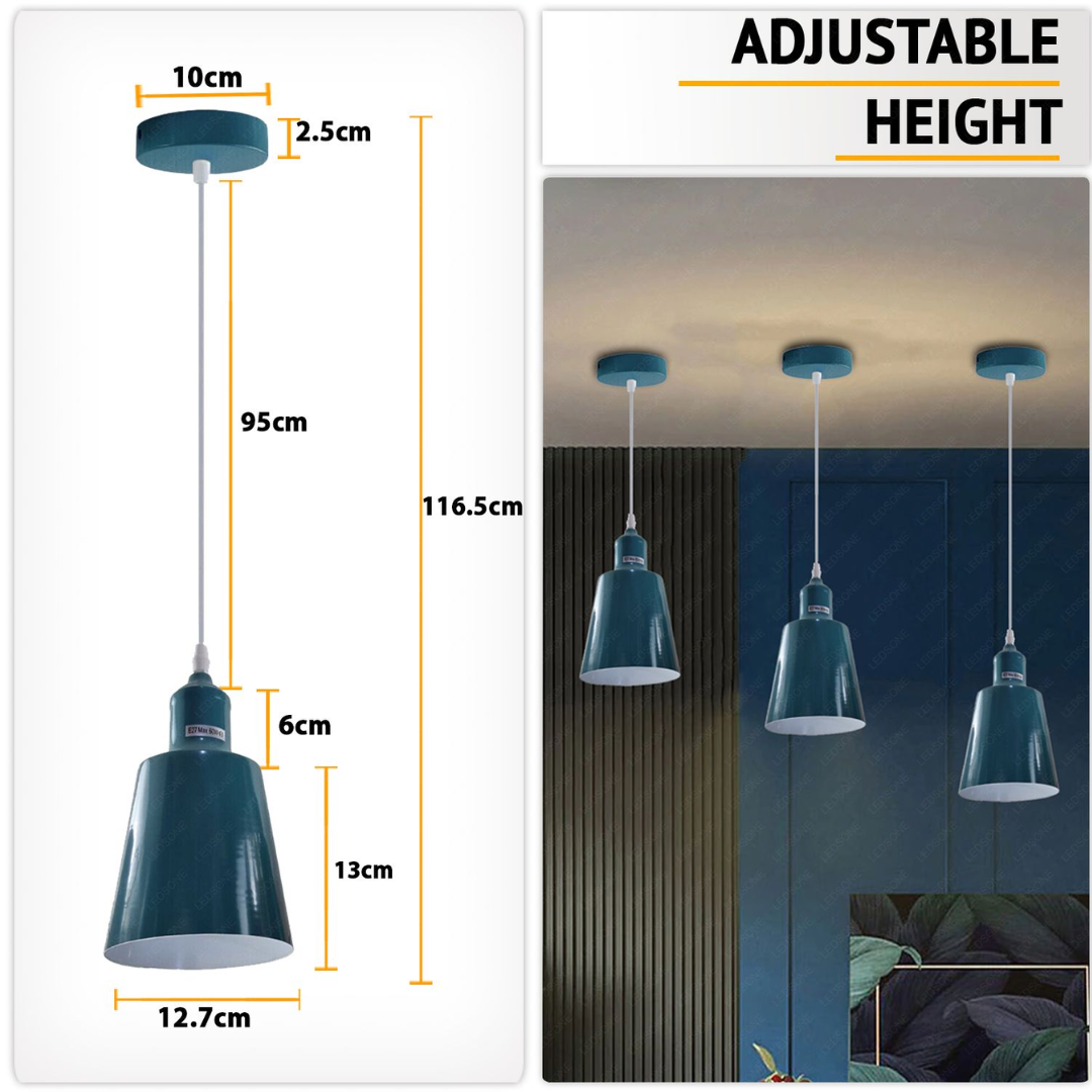 Modern Industrial Metal Pendant Light Fixture with Adjustable Hanging Cord