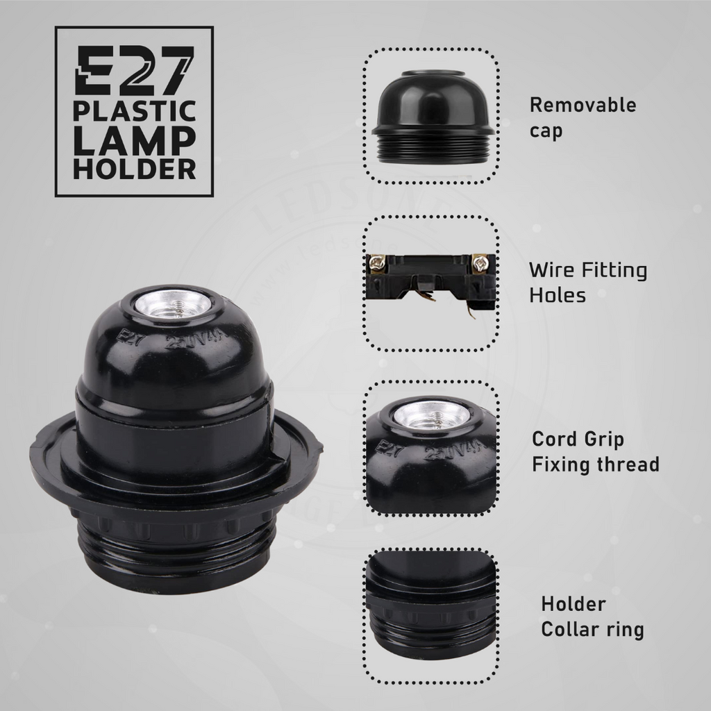 E27 Plastic Screw-In Lamp Holder Pendant Light Socket for Edison Bulbs