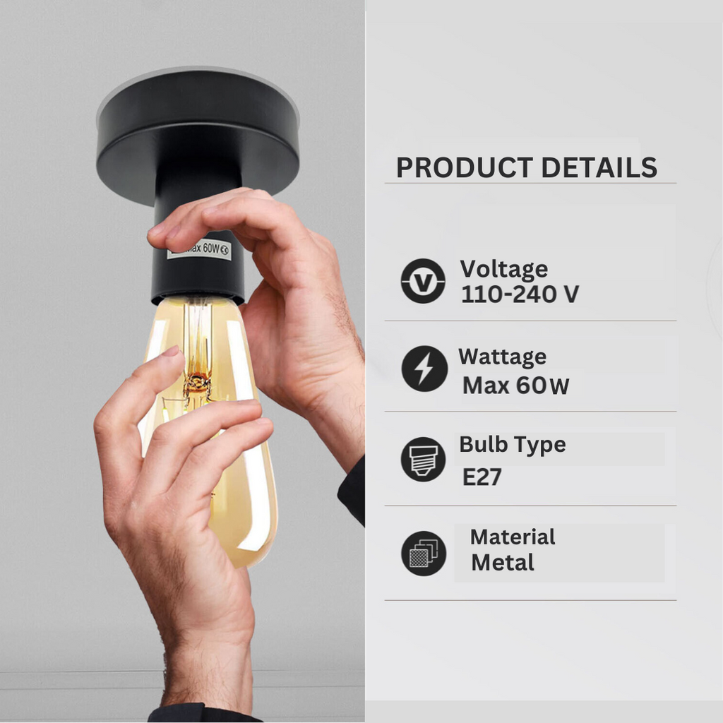 Vintage Flush Ceiling Light E27 Light Bulb Holder Light Socket ~6029