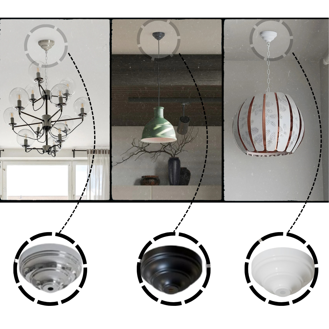 Vintage Metal Ceiling Rose Front Fitting for Pendant Lights, Easy Install Design