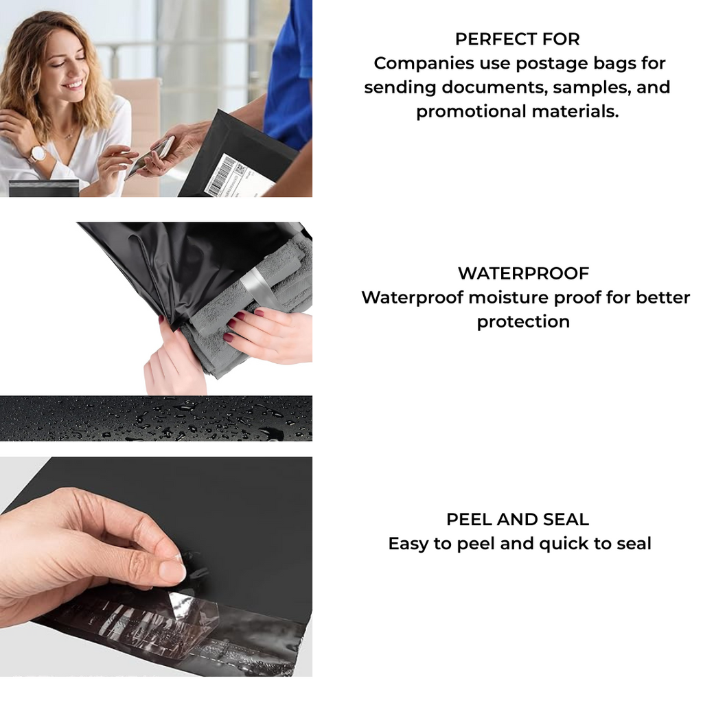 Durable Matte Black Poly Mailer Bags with Strong Self-Seal Adhesive Strip