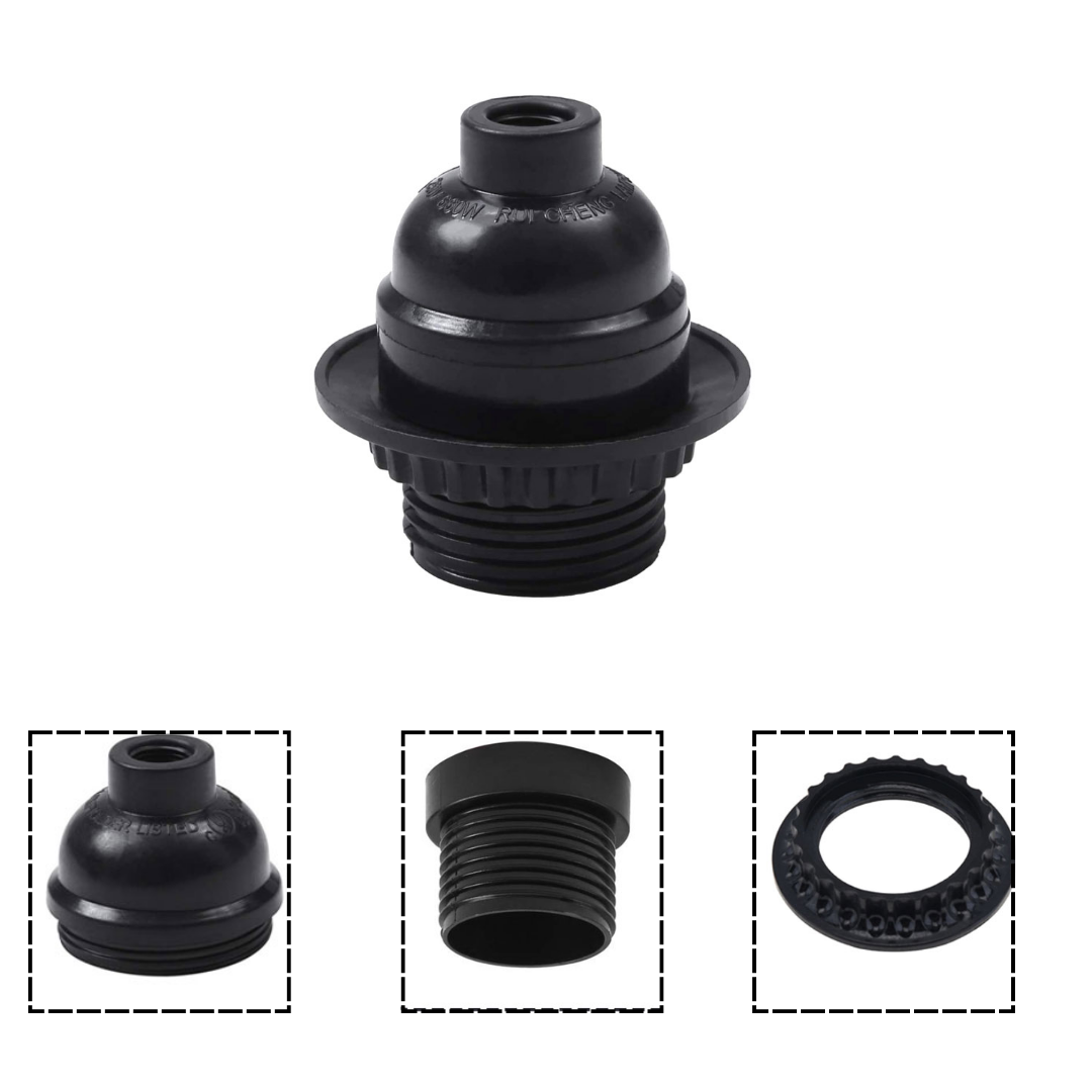 Black Vintage Bakelite Edison Screw E27 Lamp Bulb Light Socket Holder
