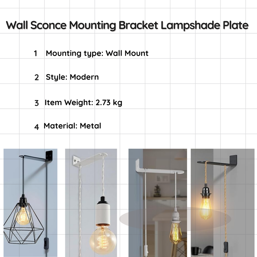 Adjustable Metal Wall Sconce Mounting Bracket Plate for Lampshades & Appliances