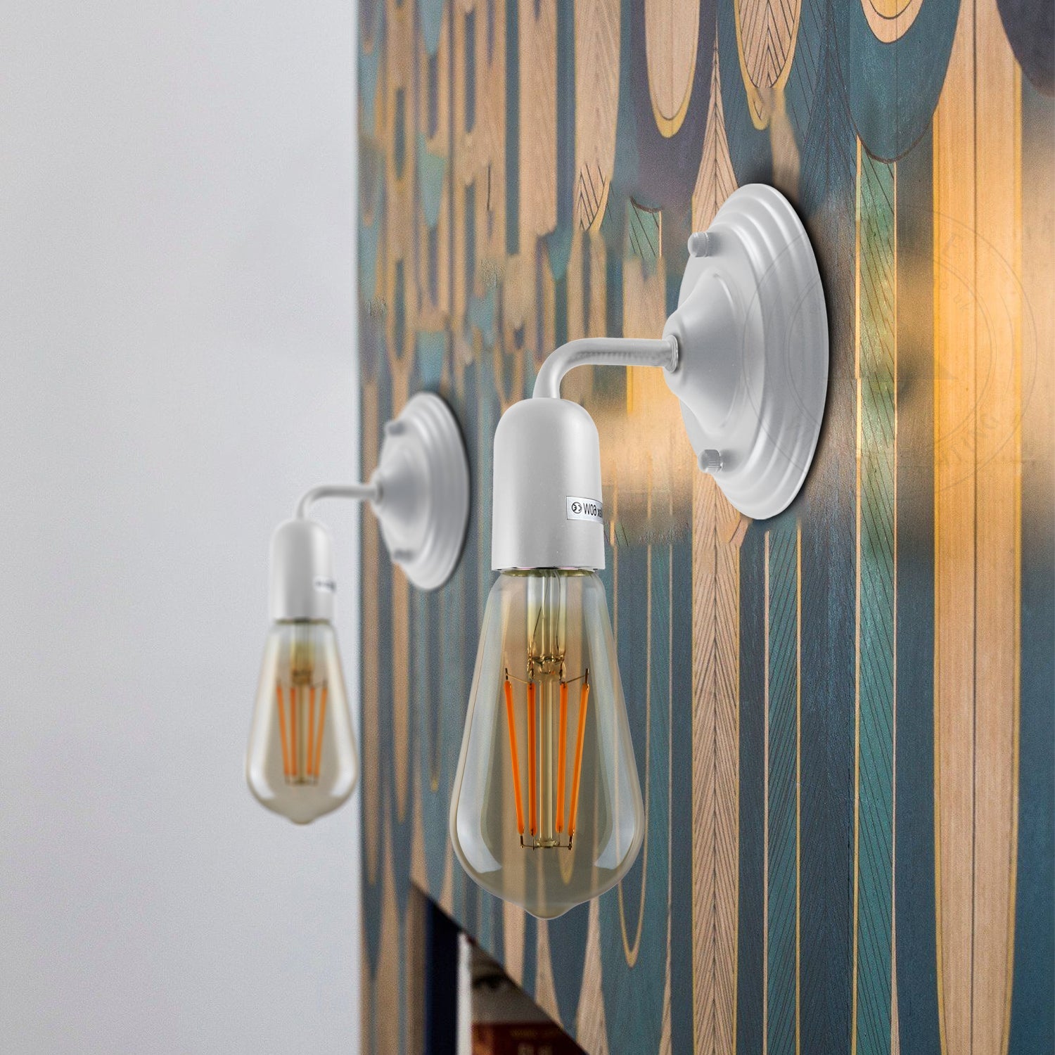 Industrial Vintage Metal Wall Sconce: Retro E27 LED Fixture, White Finish