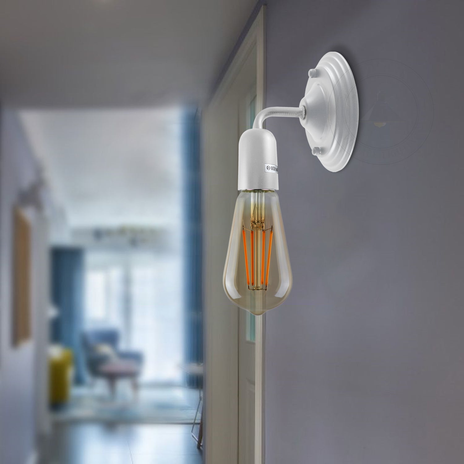 Industrial Vintage Metal Wall Sconce: Retro E27 LED Fixture, White Finish