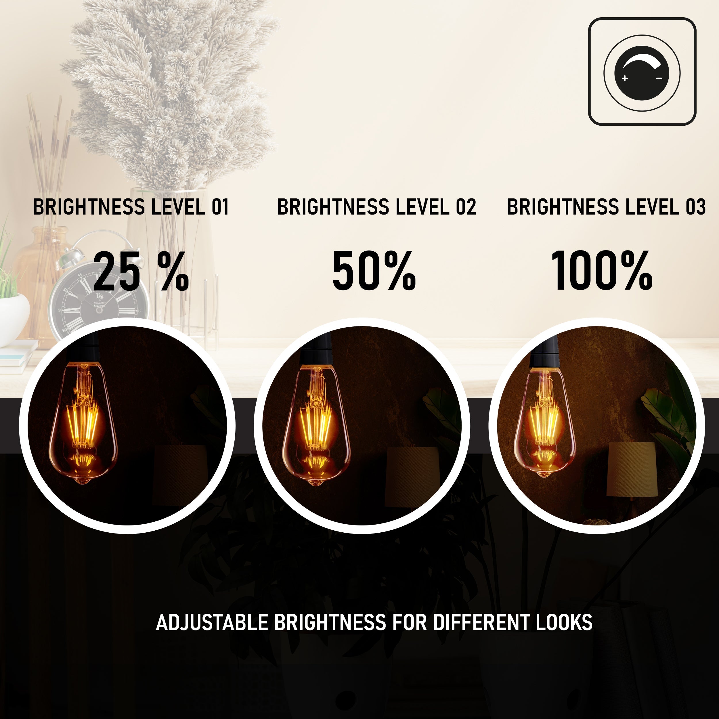 6-Pack Dimmable ST64 E27 Screw LED Filament Bulbs, 8W Retro Warm White