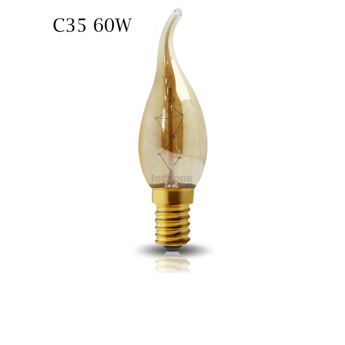Retro Edison C35 Candle Bulb: 60W E14 Dimmable Warm White Filament Lamp