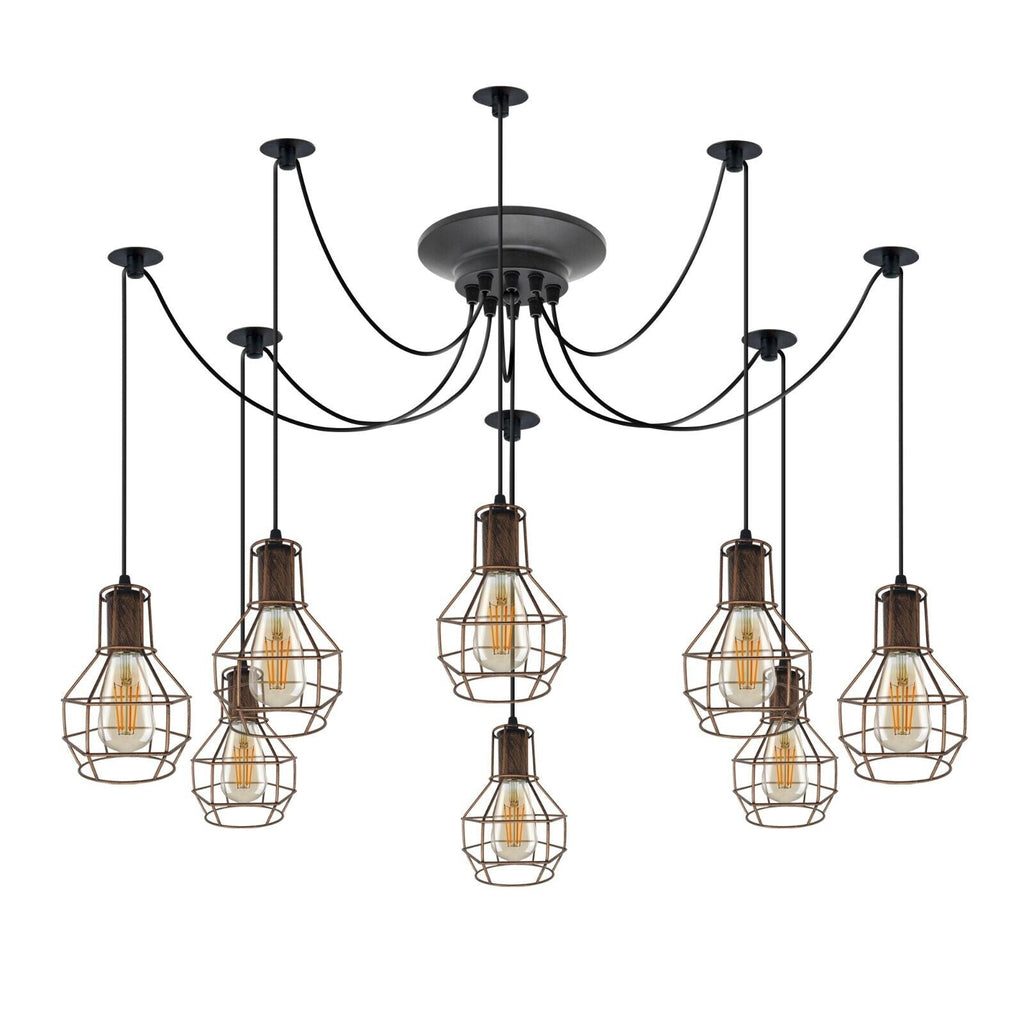 Industrial Black 8-Head Spider Light Pendant Modern Adjustable Ceiling Fixture