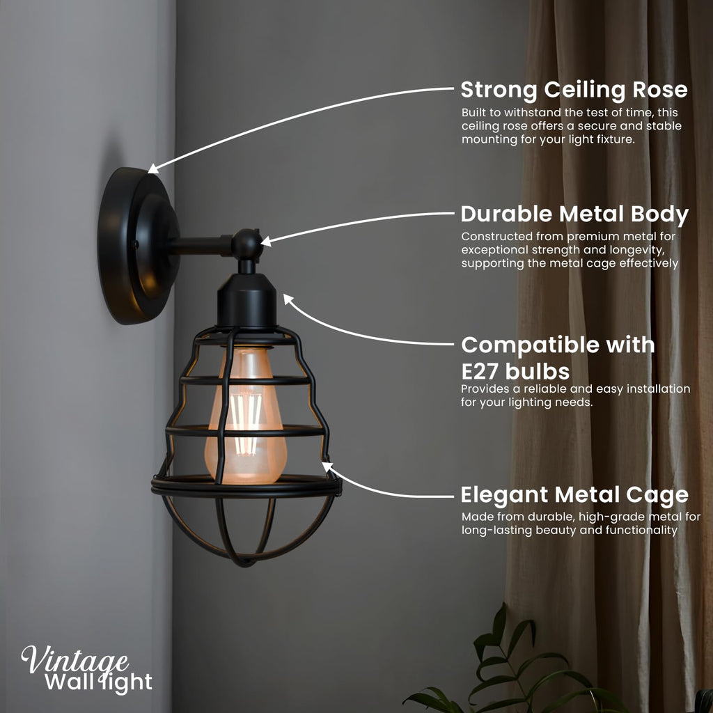 Industrial Vintage Adjustable Metal Wall Sconce Lamp for Bedroom Living Room Home