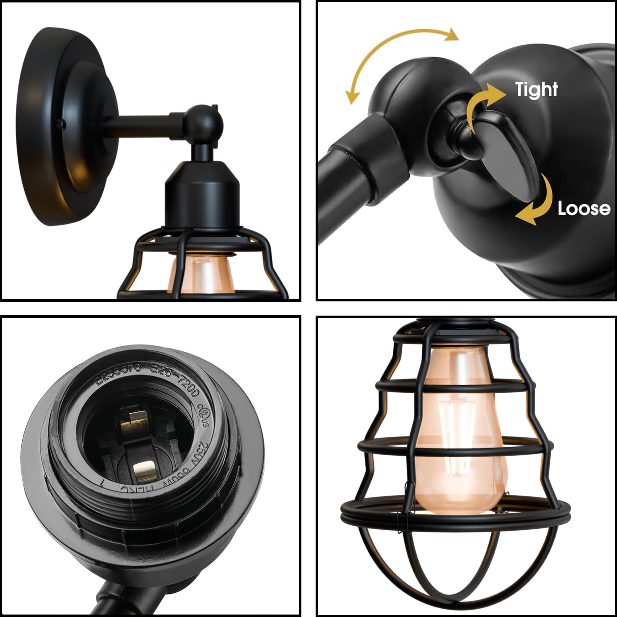 Industrial Vintage Adjustable Metal Wall Sconce Lamp for Bedroom Living Room Home