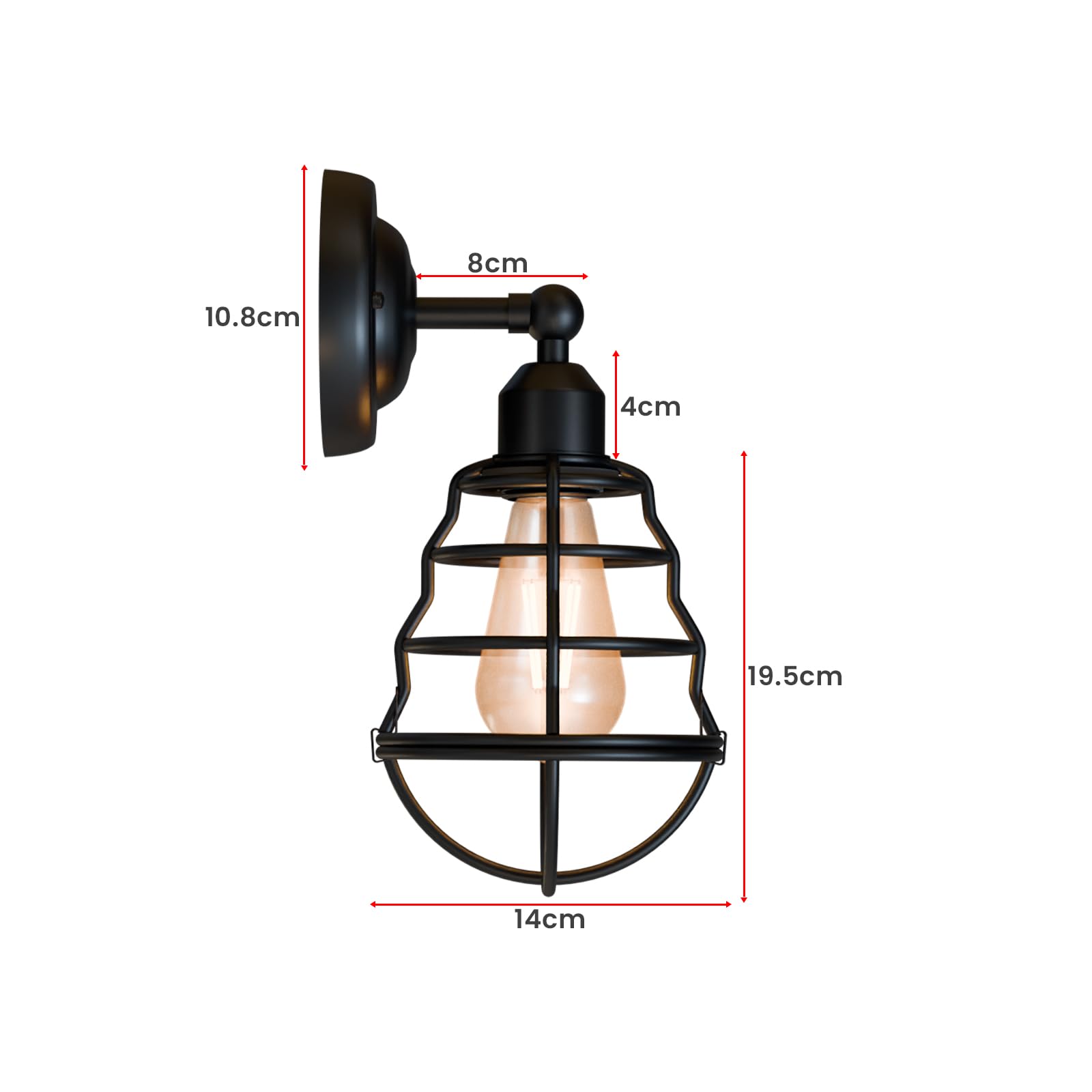 Industrial Vintage Adjustable Metal Wall Sconce Lamp for Bedroom Living Room Home