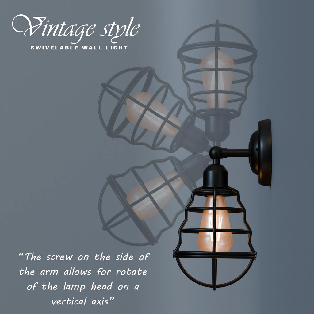 Industrial Vintage Adjustable Metal Wall Sconce Lamp for Bedroom Living Room Home