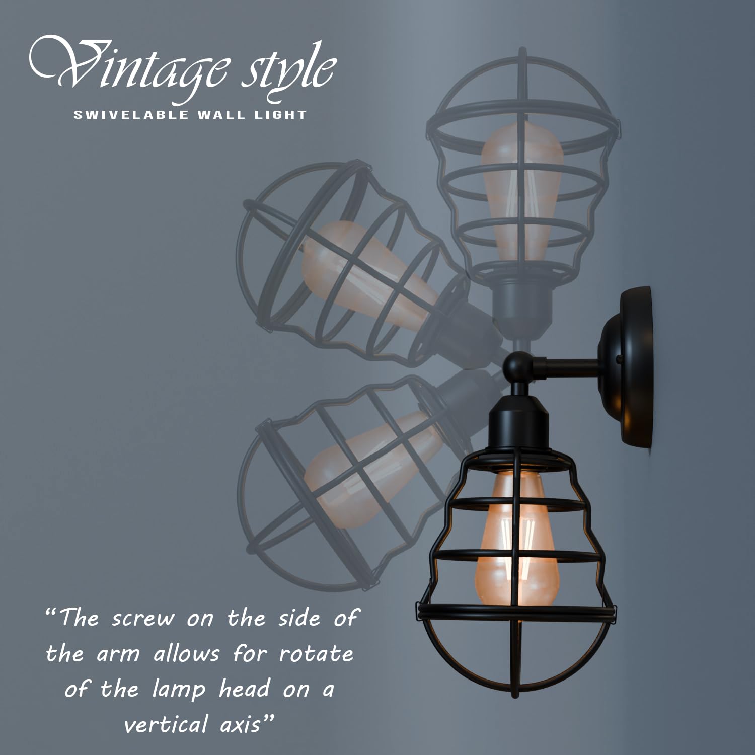 Industrial Vintage Adjustable Metal Wall Sconce Lamp for Bedroom Living Room Home