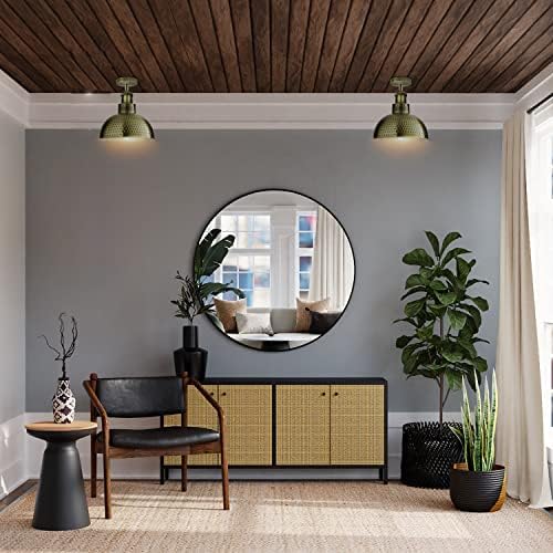 Industrial Modern Metal Dome Semi-Flush Ceiling Light E27 Base Fixture