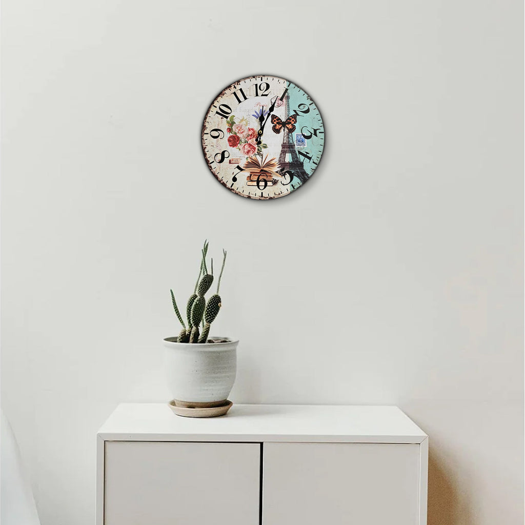 Retro Wooden Decorative Wall Clock - Ticking Shabby Chic Design for Home