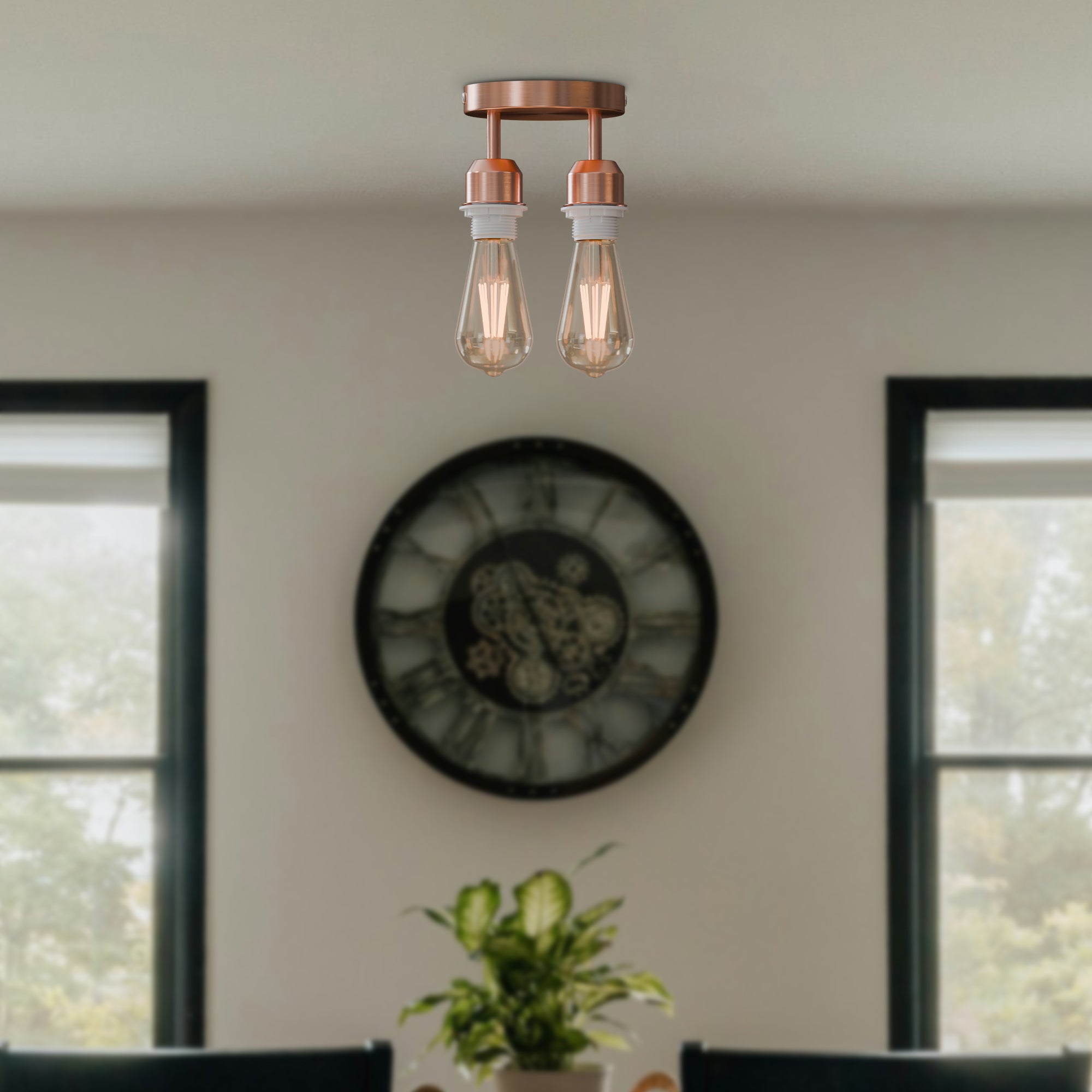 Modern Industrial 2 Way E27 Metal Ceiling Light Fitting