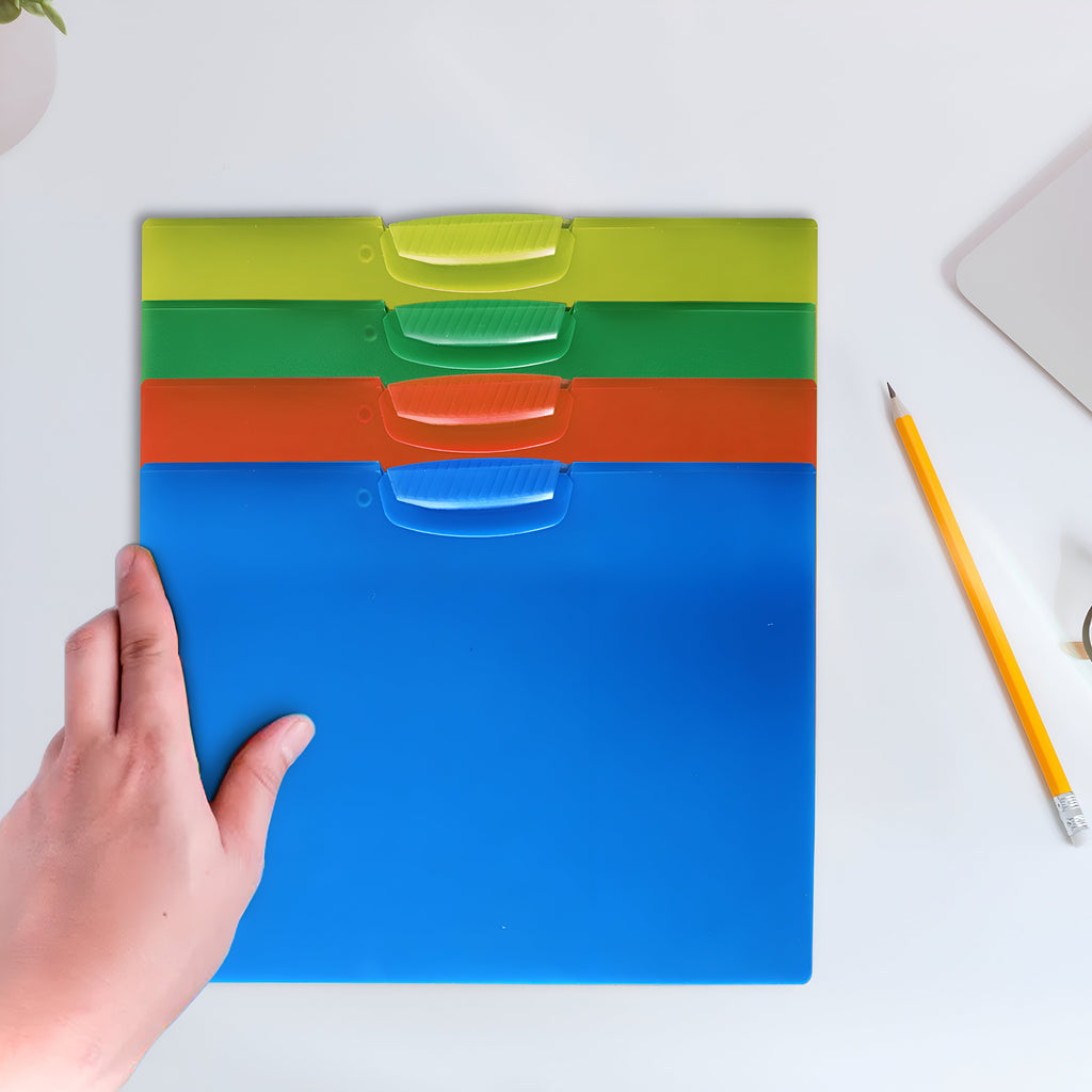 4-Pack A4 Plastic Report Covers with Front Swing Clip Document Folders