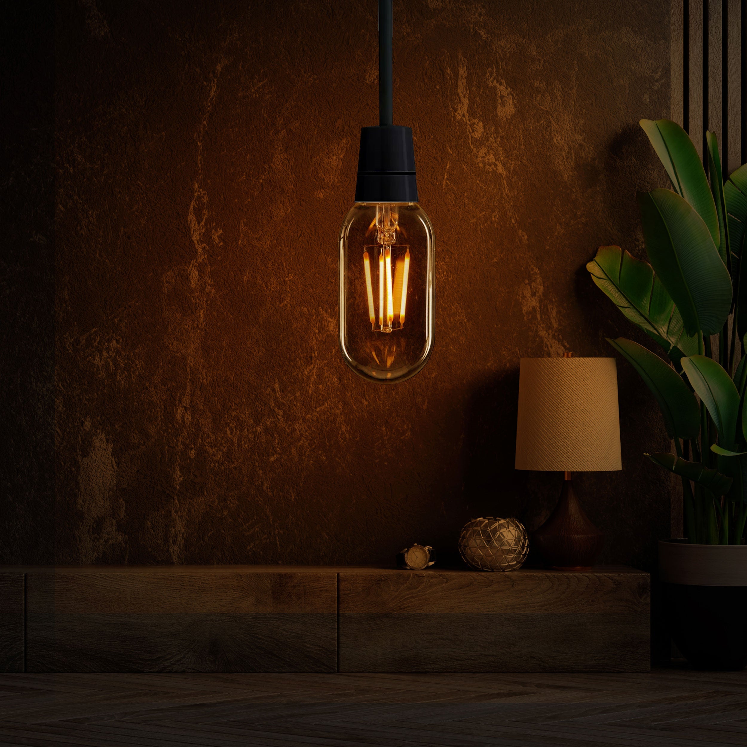 4W T45 E27 Dimmable LED Vintage Filament Bulb, Warm White Edison Style