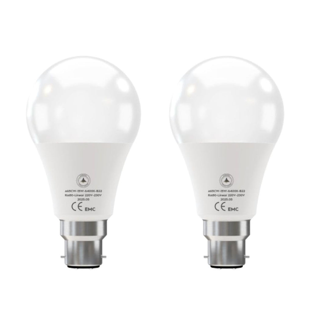 Energy-Efficient 15W A65 B22 LED Light Bulb, Cool White 6400K, Non-Dimmable