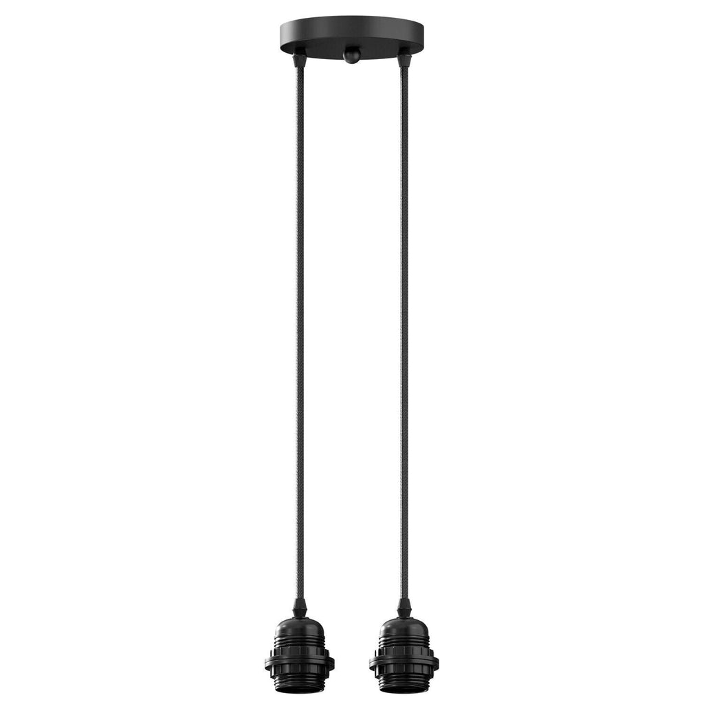 Black Twin Pendant Light Kit with Fabric Cable