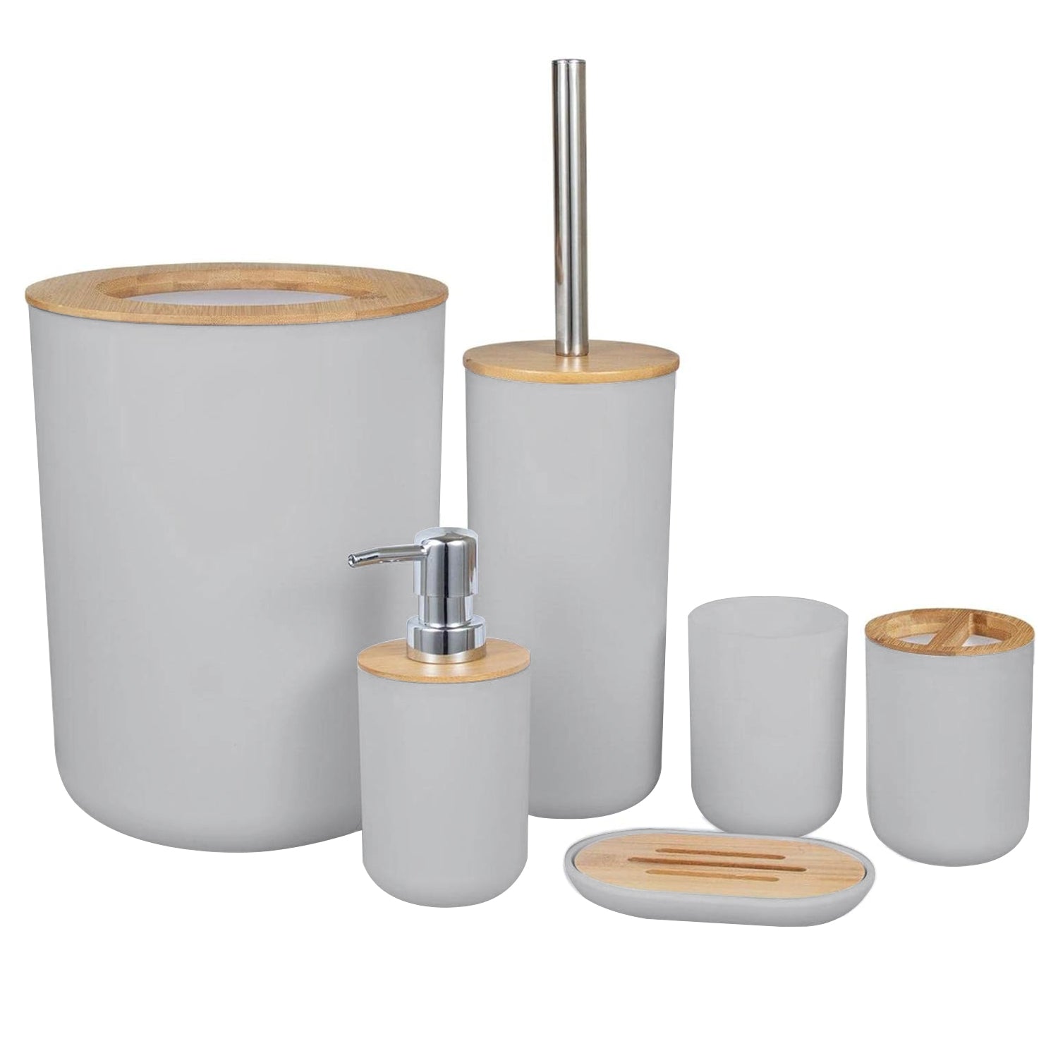 6/7 Pcs Plastic Bathroom Set Bin Toilet Brush Soap Dispenser ~6115