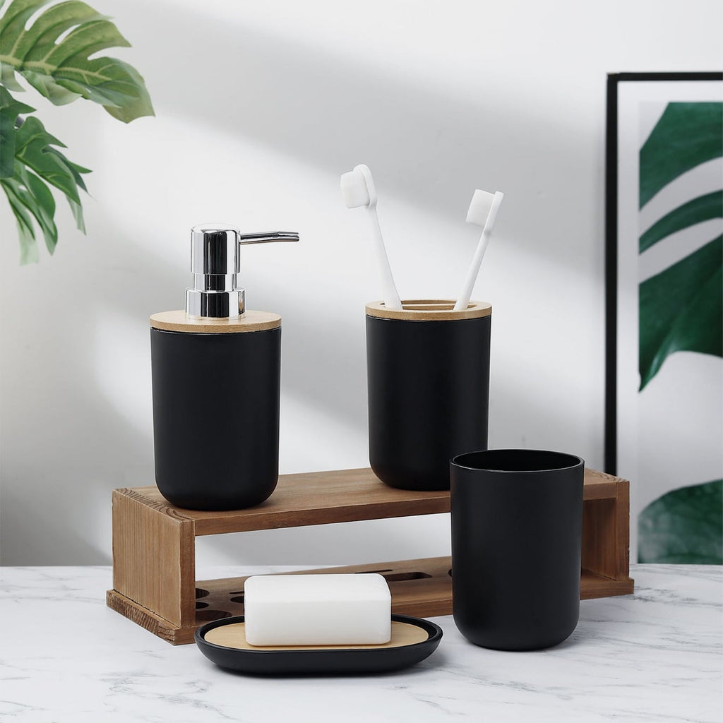 6/7 Pcs Plastic Bathroom Set Bin Toilet Brush Soap Dispenser ~6115