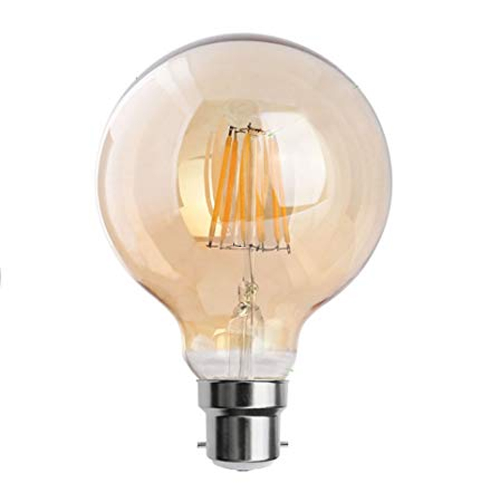 Vintage Amber Glass LED Filament Bayonet Bulb B22 Base Dimmable Warm White Light