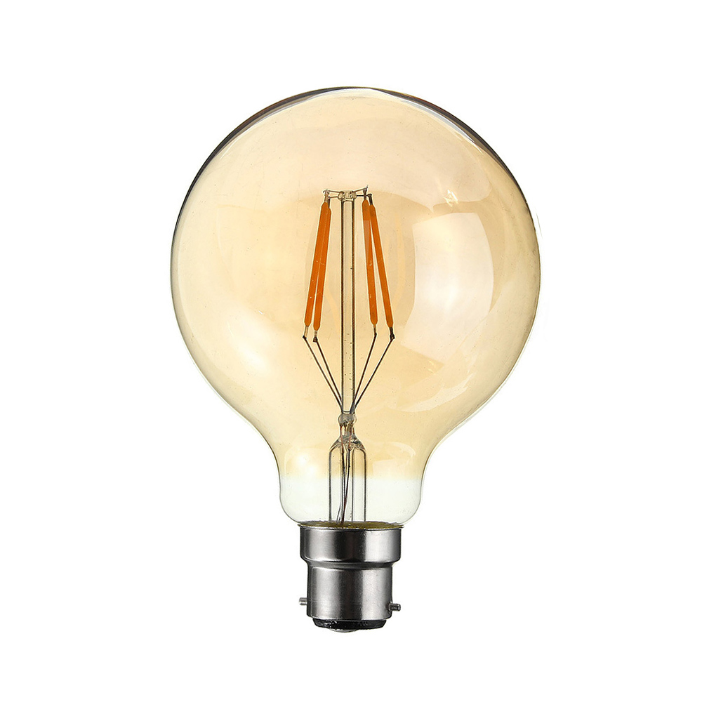 Vintage Amber Glass LED Filament Bayonet Bulb B22 Base Dimmable Warm White Light