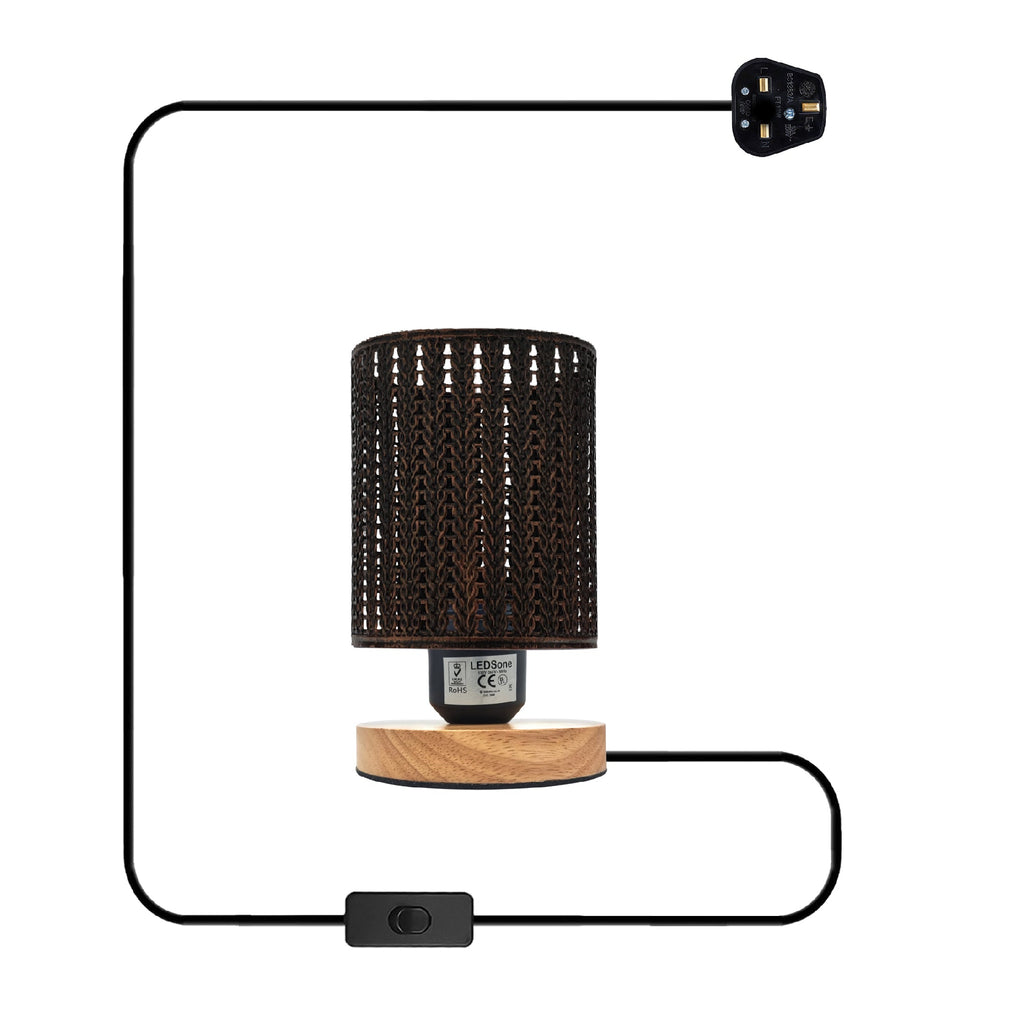 Chic Metal Cage Wooden Base Table Lamp for Modern Home Decor Lighting