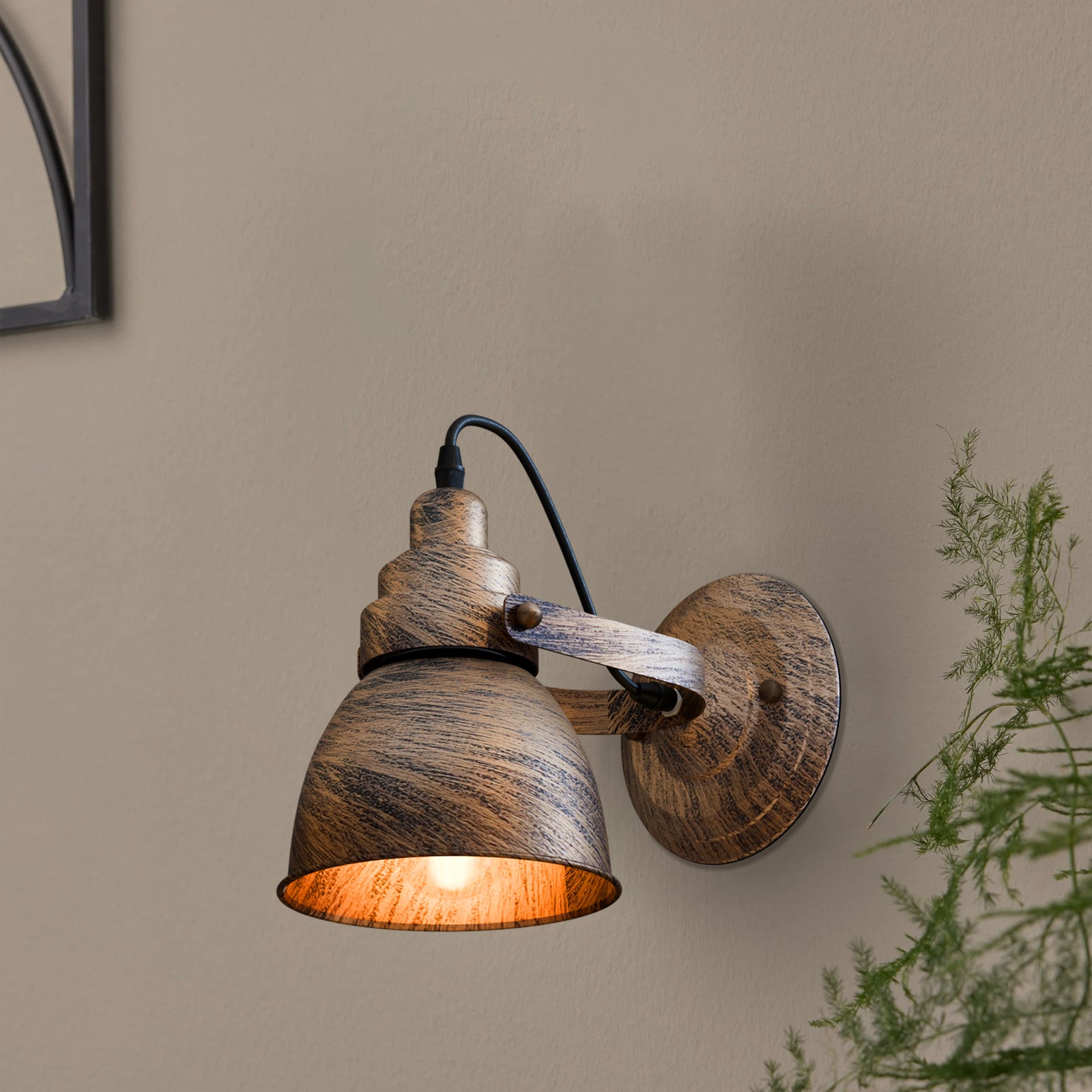 Industrial Bell Shade Dimmable Wall Sconce Light, Metal Retro Downwards Contemporary Fixture