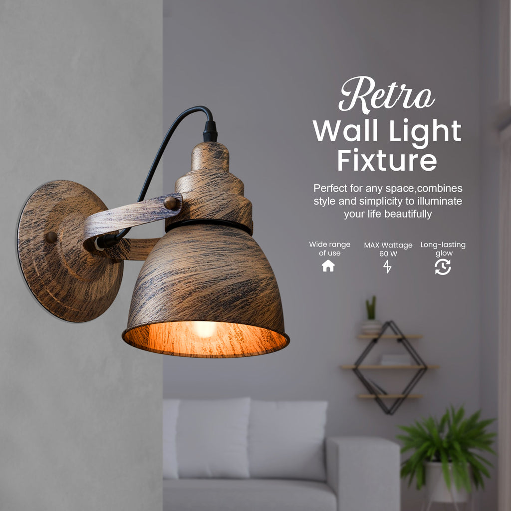 Industrial Bell Shade Dimmable Wall Sconce Light, Metal Retro Downwards Contemporary Fixture