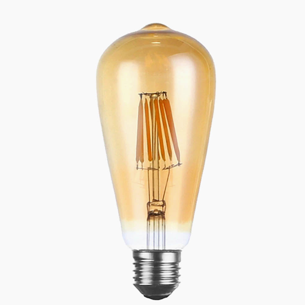 6-Pack Dimmable ST64 E27 Screw LED Filament Bulbs, 8W Retro Warm White