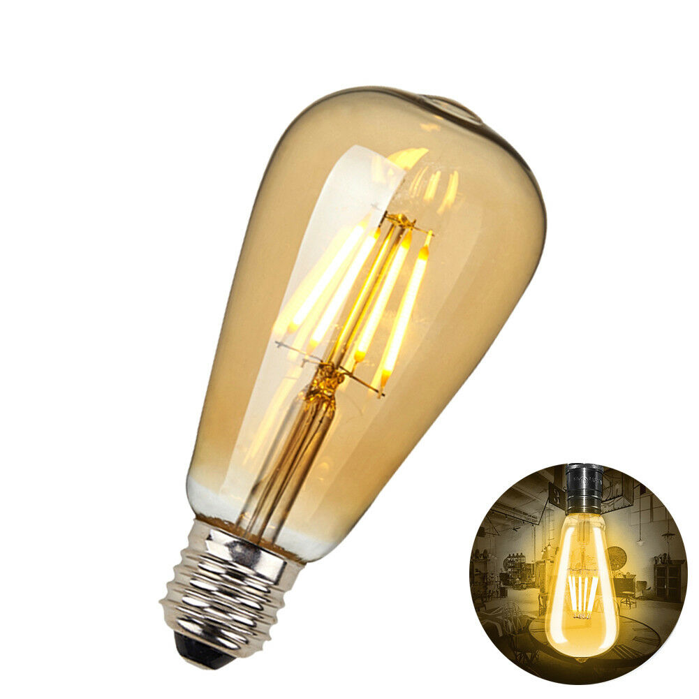 6-Pack Dimmable ST64 E27 Screw LED Filament Bulbs, 8W Retro Warm White